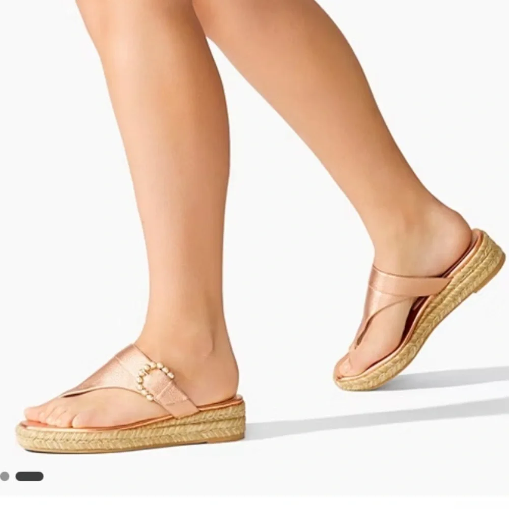 Stuart Weitzman Pearl Buckle Espadrilles Size 6,5